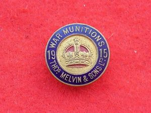 Lapel Badge - 1915 - War Munitions - Thos, Melvin …