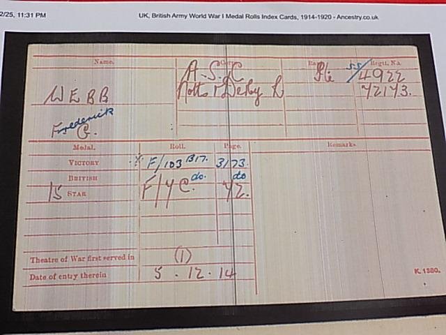 WW1 1914-15 Star Trio - ASC - Wounded with Notts & Derby — image 3