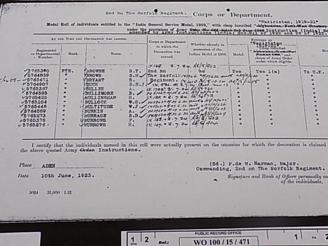 IGS bar Waziristan 1919-21 - Norfolk Regiment — image 3