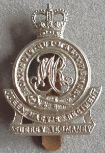 BRITISH - The Surrey Yeomanry (Queen Mary's Regiment) Q/C White …
