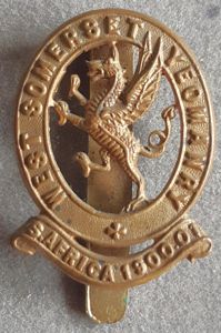 BRITISH - West Somerset Yeomanry Gilding Metal Hat Badge (KK1460)