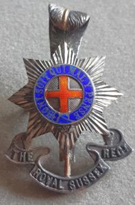 BRITISH - The Royal Sussex Regiment Sterling Silver/Enamel Officer Badge …
