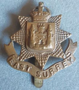 BRITISH - The East Surrey Regiment Gilding Metal Hat Badge …