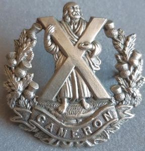 BRITISH - The Queen's Own Cameron Highlanders White Metal Badge …