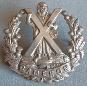 BRITISH - The Queen's Own Cameron Highlanders White Metal Badge …