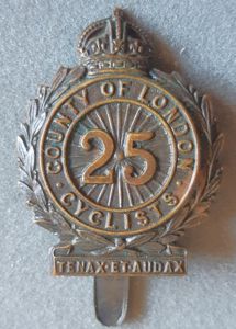 BRITISH - 25th County of London Battalion. (Cyclist) Bronzed Hat …