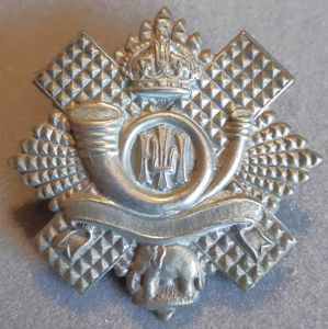 BRITISH - Highland Light Infantry White Metal Hat Badge (Blank …