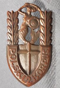 POLISH WW2 Bronze Breast Badge (2 CORPS - '064707”)