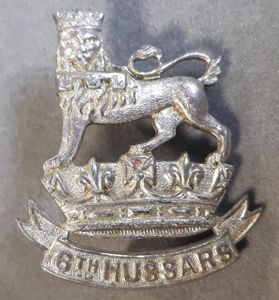 CANADIAN Circa 1900 6th Hussars OFFFICERS Silvered Left Collar Badge