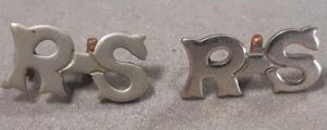 BRITISH Shoulder Title “R-S” (Royal Scots) – White Metal (PAIR)