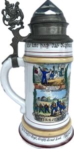 WW1 GERMAN BAVARIAN RESERVISTS PORCELAIN PRISM TOP STEIN - 5TH …