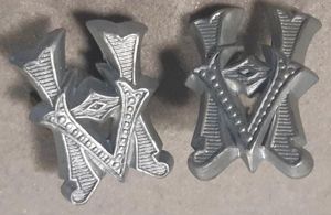 GERMAN WW2 Pair 'HV' Aluminium Shoulder Strap Numerals