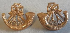 BRITISH King's Shropshire Light Infantry Pair G/M Collar Badges