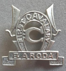 INDIAN ARMY – 1st BARODA CAVALRY Cast White Metal Hat …