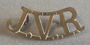 'J.V.R' (JOHORE VOLUNTEER RIFLES) Brass Shoulder Title