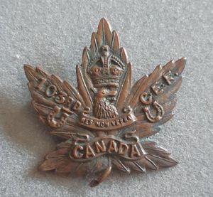 CANADIAN WW1 CEF 103rd Battalion (Victoria B.C.) Collar Badge (Babin …
