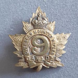 CANADIAN WW1 CEF 9th Regt. Canadian Mounted Rifles Hat Badge …