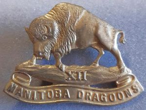 CANADIAN XII Manitoba Dragoons Brass Hat Badge
