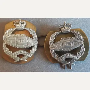 BRITISH - Royal Tank Regiment Q/C Pair White Metal Collar …