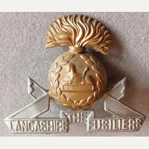 BRITISH - Lancashire Fusiliers Bi-Metal (5/6/7/8 Territorial Battalions) Hat Badge …