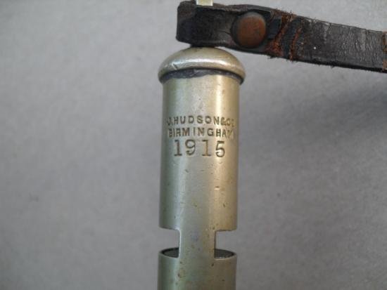 1915 Dated British Army Whistle With Leather Tab — image 2