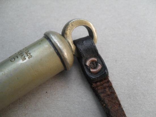 1915 Dated British Army Whistle With Leather Tab — image 3