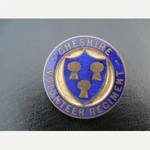WW1 Cheshire Volunteer Regiment VTC Gilt & Enamel Lapel Badge