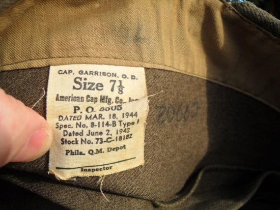 WW2 U.S Army Infantry Garrison Cap Dated March 1944 — image 3