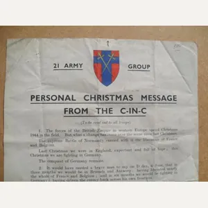 WW2 British 21st Army Christmas Message To Troops Belgium 1944