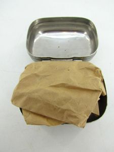 British WWII Aluminium Soap Container with content