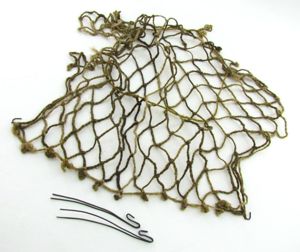 Complete late war German helmet net with attachment hooks