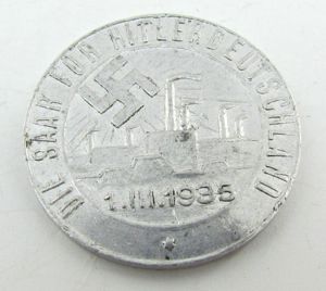 Ostmark Supporter Coin 'Die Saar Für Hitlerdeutschland'