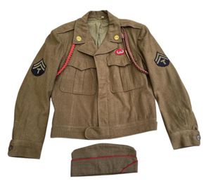 US WWII Glider Artillery Ike Jacket and Garrison Cap