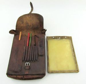 German Brown Leather Map Case with insert