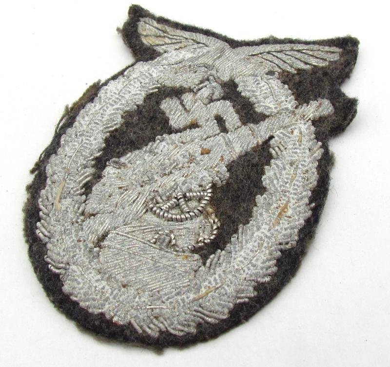 Rare Original Luftwaffe Flak Badge – Bullion Cloth Version — image 2