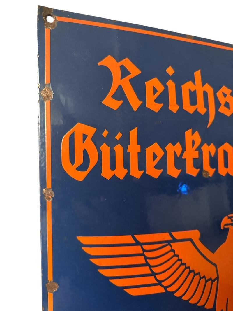 Enamel sign 'Deutsche Reichsbahn Motor Vehicle Goods Office' ( Reproduction ) — image 2