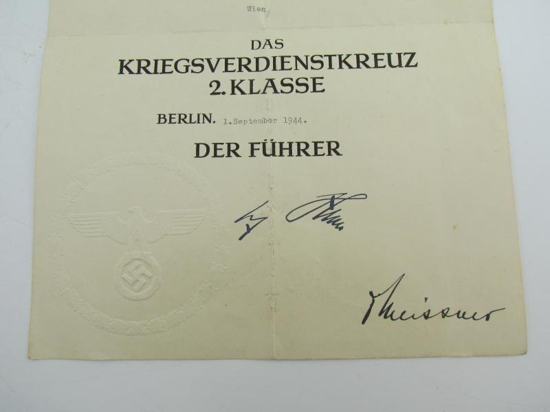 War Merit Cross 2nd Class Award Document — image 3