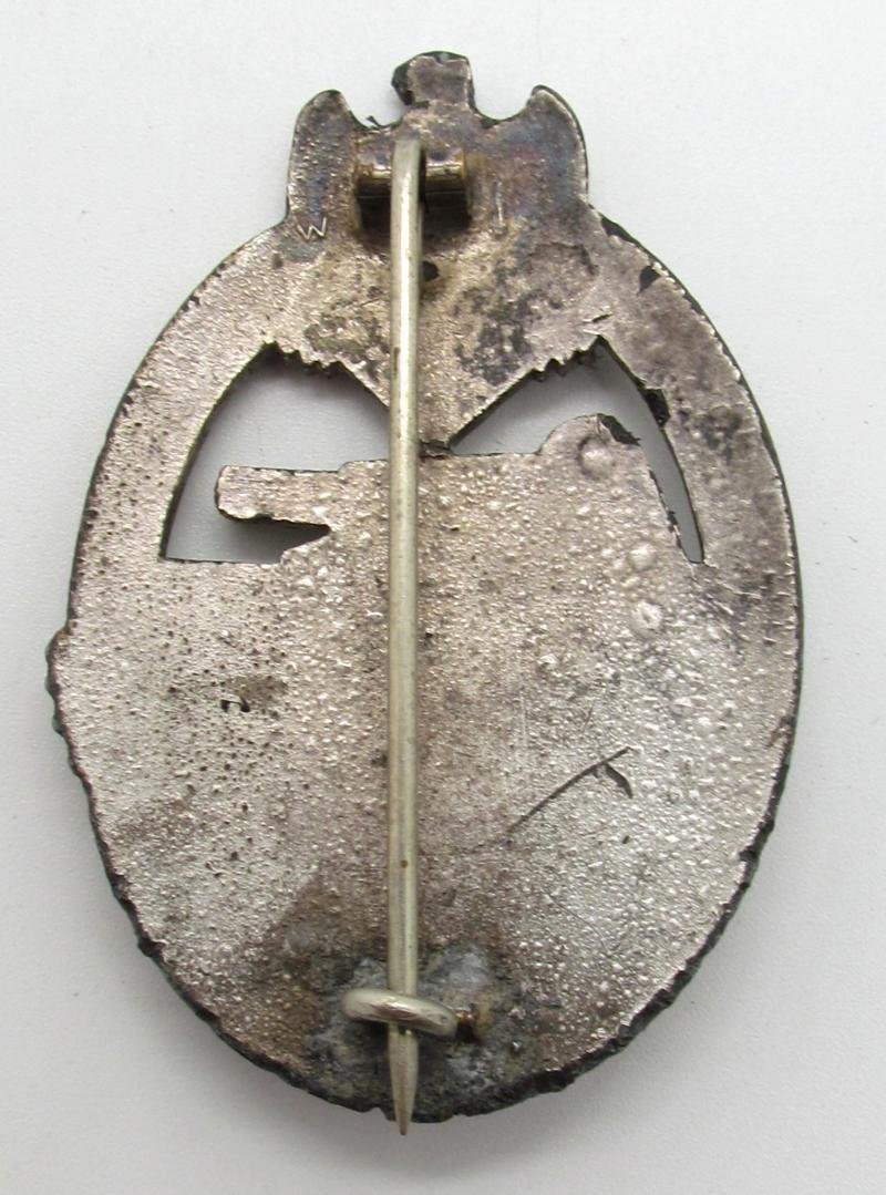 Panzer assault badge in silver 'small w' Wurster, Rare — image 5