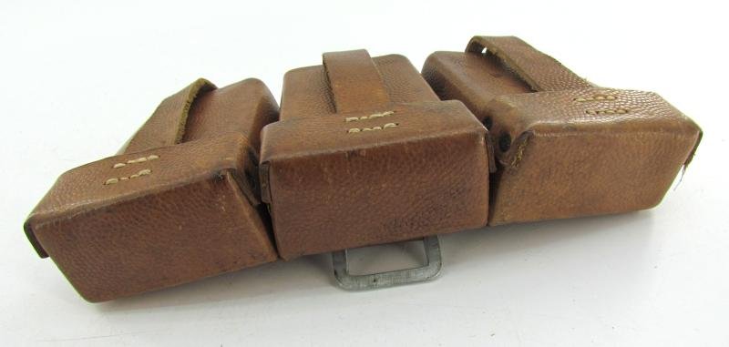 RARE matching set of brown leather K98 ammunition pouches — image 12