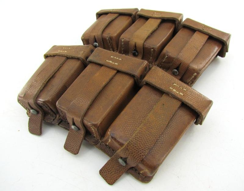 RARE matching set of brown leather K98 ammunition pouches — image 17