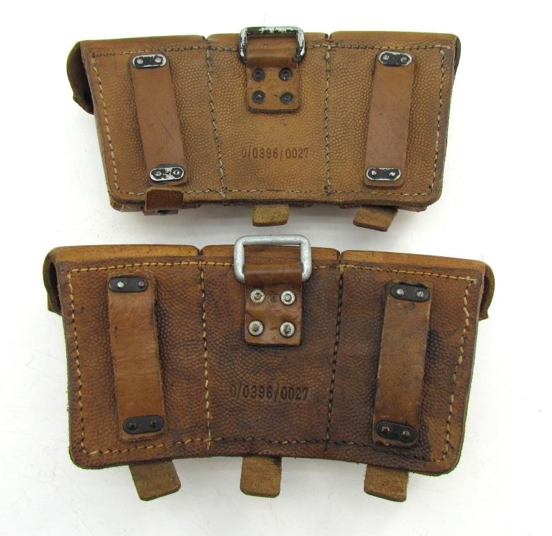 RARE matching set of brown leather K98 ammunition pouches — image 2