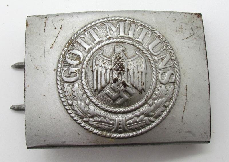 RARE Wehrmacht (Heer) steel belt buckle by Dr. Franke & Co 1942 in silver — image 11