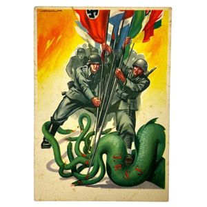 Original WWII Italian anti-communist propaganda postcard