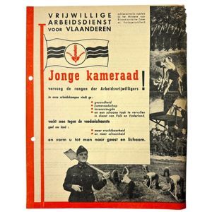 Original WWII Flemish Vrijwillige Arbeidsdienst voor Vlaanderen flyer