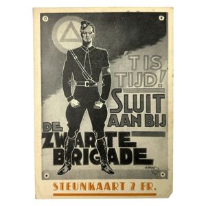Original WWII Flemish VNV 'Zwarte Brigade' support card