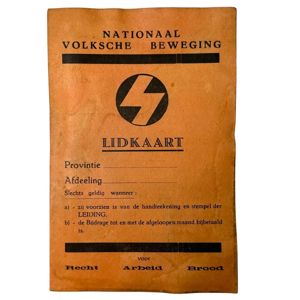 Original WWII Flemish Nationale Volksche Beweging membership card