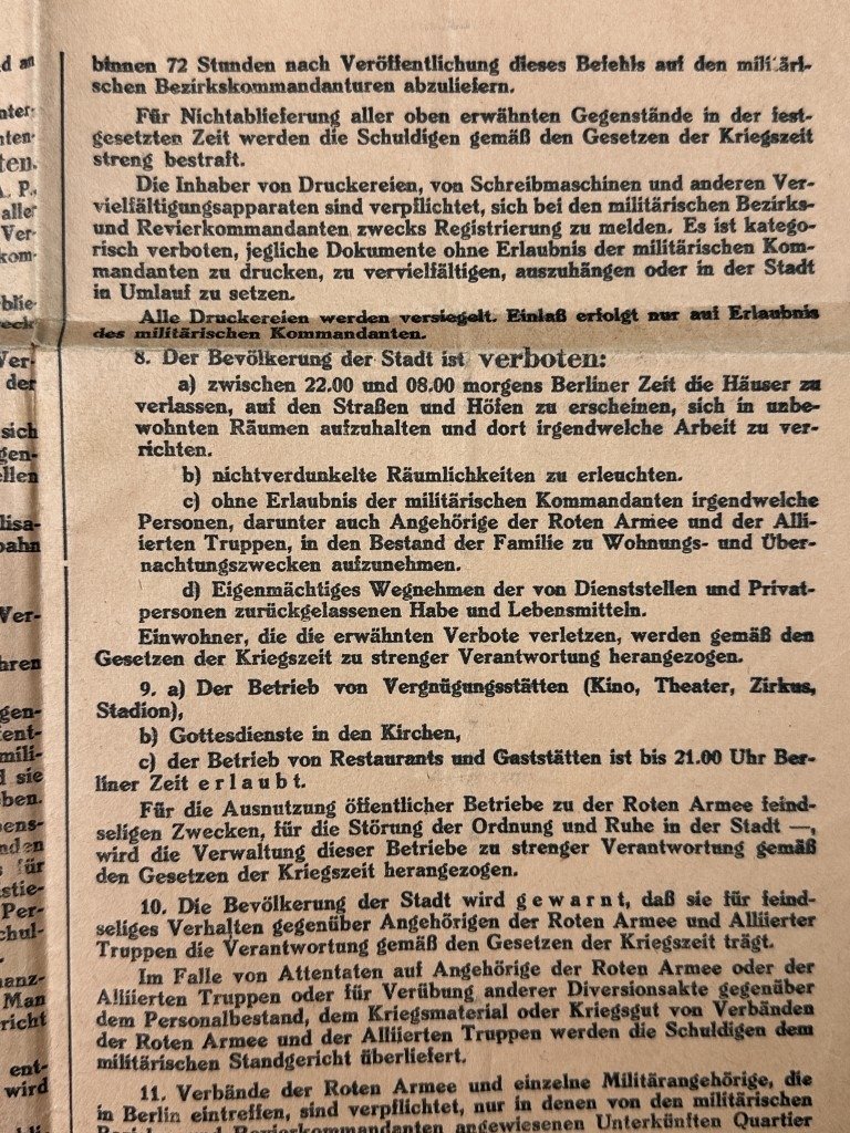 Original WWII Russian-German Battle of Berlin Nr. 1 announcement poster April 1945 — image 10