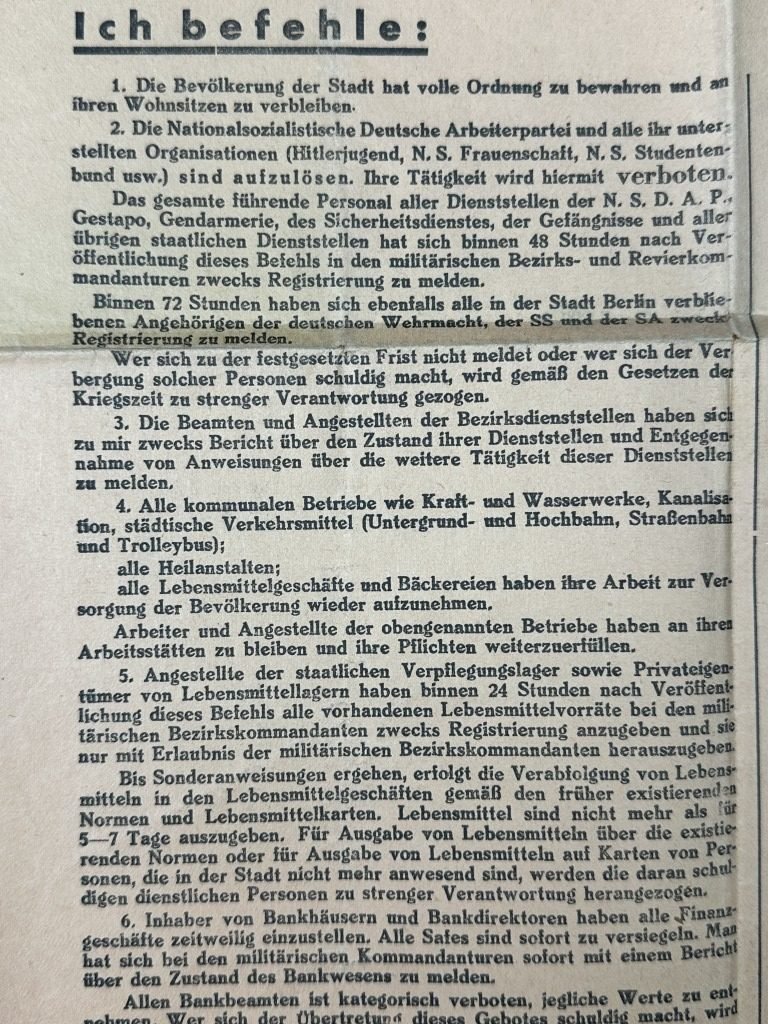 Original WWII Russian-German Battle of Berlin Nr. 1 announcement poster April 1945 — image 12