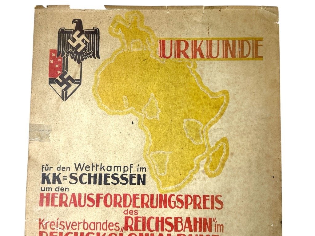 Original WWII German Reichskolonialbund 'Reichsbahn' shooting certificate — image 7