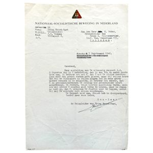Original WWII Dutch NSB letter Schiedam